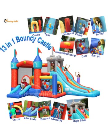 13 in 1 Happy Hop Inflatable Tramboline with Slide and Ball Pool Bouncy Castle 9021