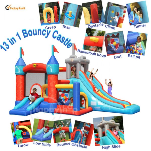 13 in 1 Happy Hop Inflatable Tramboline with Slide and Ball Pool Bouncy Castle 9021