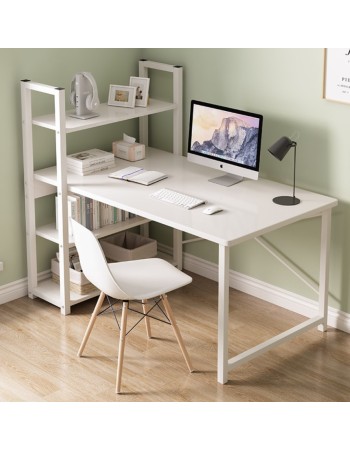 Κομψό Γραφείο με Πλαϊνή Ραφιέρα – Λευκό  Μίνιμαλ Design 120x42x75cm