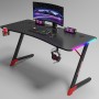 Γραφείο Gaming με φωτισμό RGB, υφή ανθρακονήματος και μεταλλικό σκελετό Μαύρο - Κόκκινο 120x60x75cm D2209-BLACK