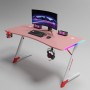 Γραφείο Gaming με φωτισμό RGB, υφή ανθρακονήματος και μεταλλικό σκελετό Ροζ - Λευκό 120x60x74cm D2209-PINK