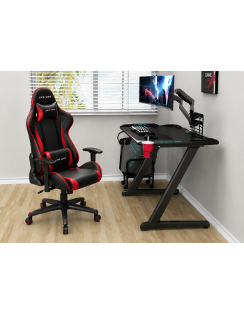 Γραφείο Gaming Z1 Ξύλινο Black με Μεταλλικά Πόδια & LED 120x60x76εκ.