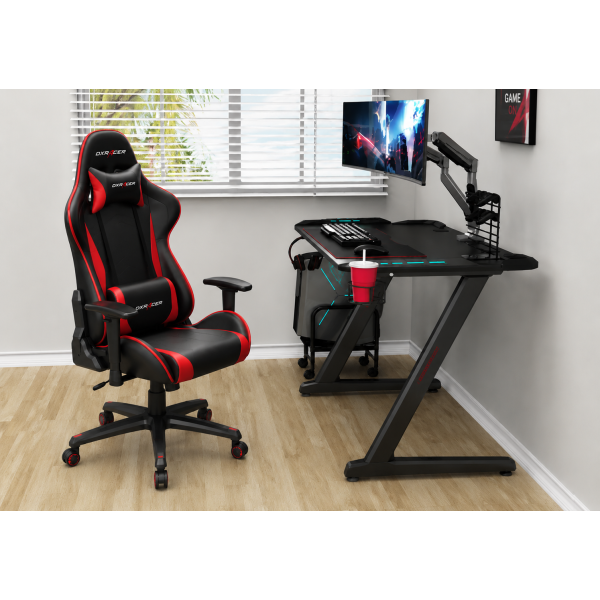 Γραφείο Gaming Z1 Ξύλινο Black με Μεταλλικά Πόδια & LED 120x60x76εκ.