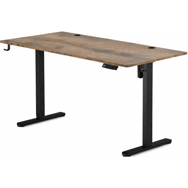Ηλεκτρικό Γραφείο Ξύλινο Wenge Δρυ με Ρυθμιζόμενο Ύψος 120x70x72-118cm και Μεταλλικά Πόδια