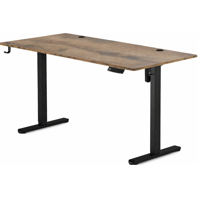 Ηλεκτρικό Γραφείο Ξύλινο Wenge Δρυ με Ρυθμιζόμενο Ύψος 120x70x72-118cm και Μεταλλικά Πόδια