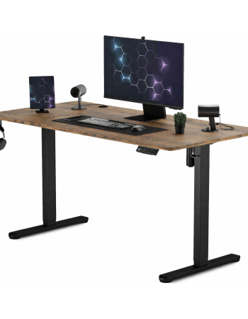Ηλεκτρικό Γραφείο Ξύλινο Wenge Δρυ με Ρυθμιζόμενο Ύψος 120x70x72-118cm και Μεταλλικά Πόδια