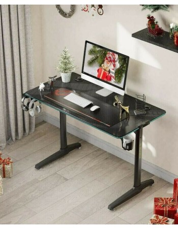Γραφείο Gaming V1 Ξύλινο Black με Μεταλλικά Πόδια & LED 120x60x76εκ.