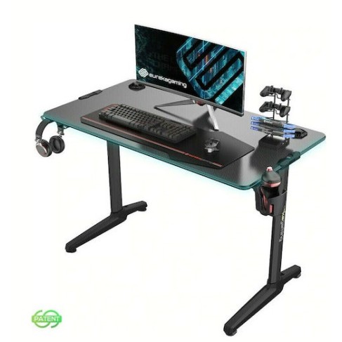 Γραφείο Gaming V1 Ξύλινο Black με Μεταλλικά Πόδια & LED 120x60x76εκ.
