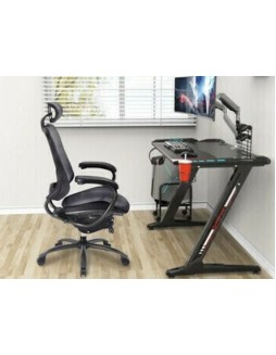 Γραφείο Gaming Z1 Ξύλινο Black με Μεταλλικά Πόδια & LED 120x60x76εκ.