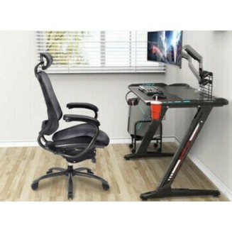 Γραφείο Gaming Z1 Ξύλινο Black με Μεταλλικά Πόδια & LED 120x60x76εκ.