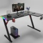Γωνιακό Gaming γραφείο με φωτισμό RGB, υφή ανθρακονήματος και μεταλλικό σκελετό 140x(60-100)x74cm P201-BLACK