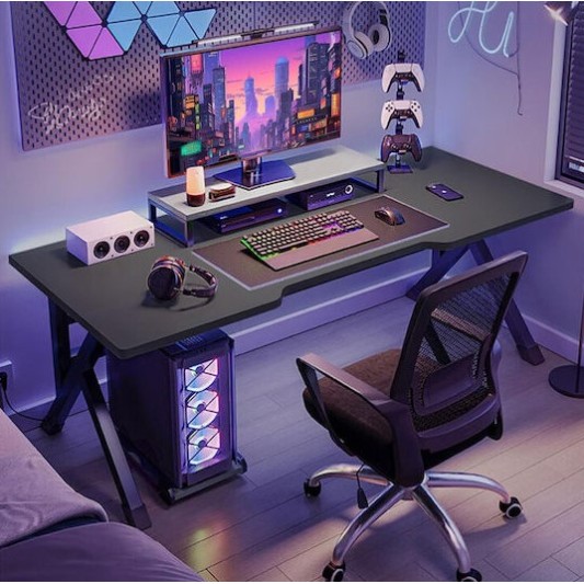 Γραφείο Gaming Ξύλινο Μαύρο με Μεταλλικά Πόδια 120x60x75εκ.