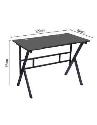 Γραφείο Gaming Ξύλινο Μαύρο με Μεταλλικά Πόδια 120x60x75εκ.