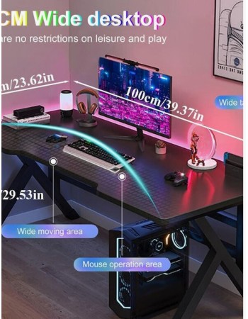 Γραφείο Gaming Ξύλινο Μαύρο με Μεταλλικά Πόδια 120x60x75εκ.