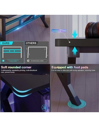 Γραφείο Gaming Ξύλινο Μαύρο με Μεταλλικά Πόδια 120x60x75εκ.