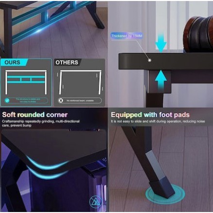 Γραφείο Gaming Ξύλινο Μαύρο με Μεταλλικά Πόδια 120x60x75εκ.
