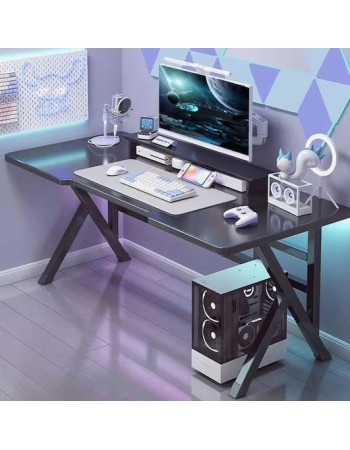 Γραφείο Gaming Ξύλινο Μαύρο με Μεταλλικά Πόδια 120x60x75εκ.