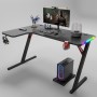 Γωνιακό Gaming γραφείο με φωτισμό RGB, υφή ανθρακονήματος και μεταλλικό σκελετό Μαύρο 140x(60-100)x74cm P201-BLACK