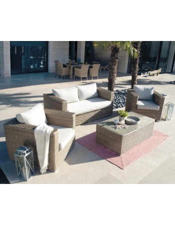 Διθέσιος Καναπές Αλουμινίου Rattan Naterial Costa Rica καφέ