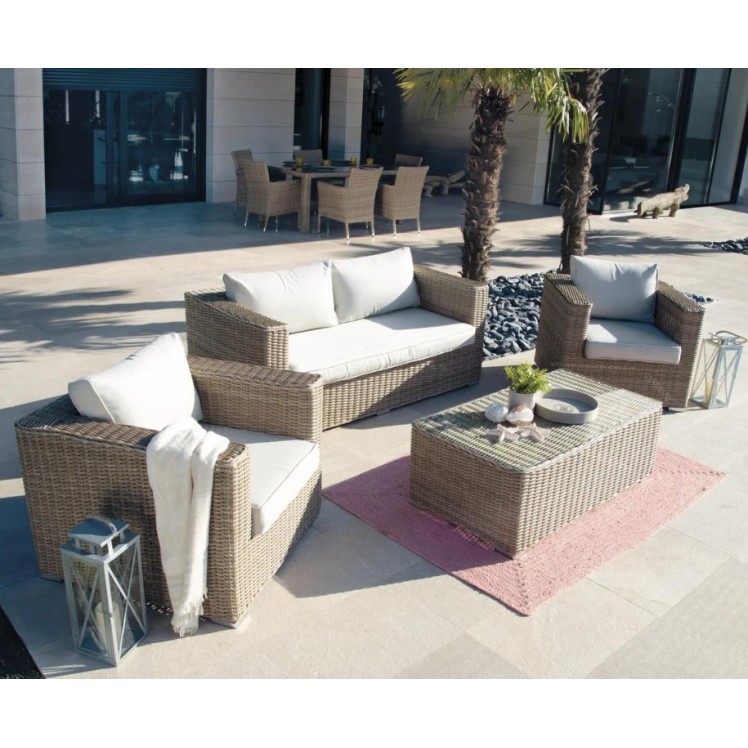 Διθέσιος Καναπές Αλουμινίου Rattan Naterial Costa Rica καφέ