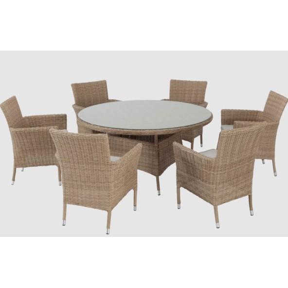 Τραπέζι Αλουμινίου Rattan Φ140 Naterial Costa Rica καφέ