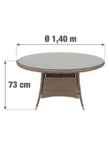 Τραπέζι Αλουμινίου Rattan Φ140 Naterial Costa Rica καφέ