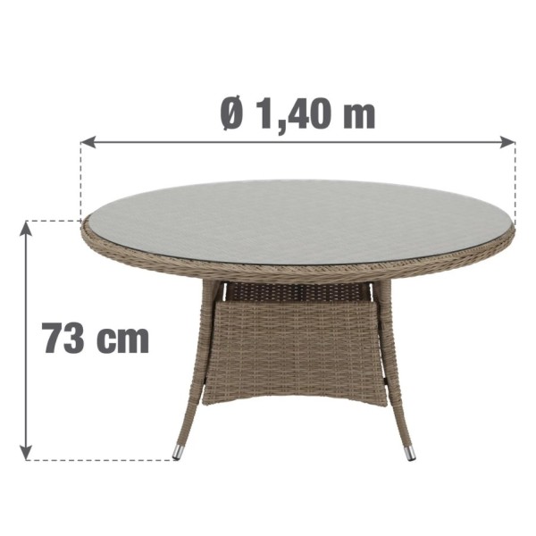 Τραπέζι Αλουμινίου Rattan Φ140 Naterial Costa Rica καφέ