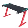 Γραφείο Gaming με φωτισμό RGB υφή ανθρακονήματος και μεταλλικό σκελετό Μαύρο - Κόκκινο 120x60x75cm