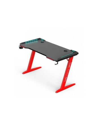 Γραφείο Gaming με φωτισμό RGB υφή ανθρακονήματος και μεταλλικό σκελετό Μαύρο - Κόκκινο 120x60x75cm