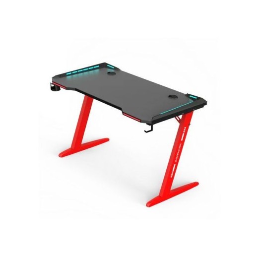 Γραφείο Gaming με φωτισμό RGB υφή ανθρακονήματος και μεταλλικό σκελετό Μαύρο - Κόκκινο 120x60x75cm