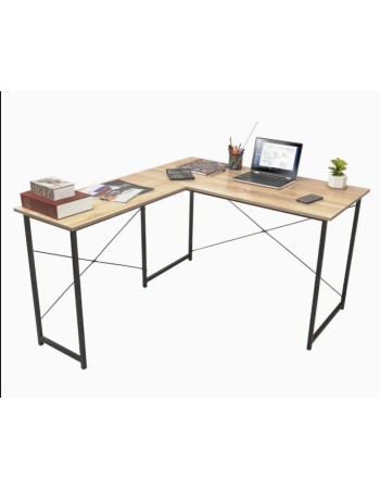 Μοντέρνο Γωνιακό Γραφείο, Ξύλινη Επιφάνεια και Μεταλλικός Σκελετός 120x90x74cm