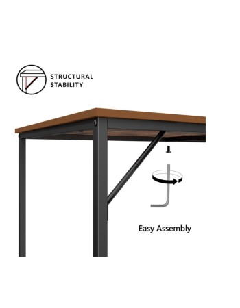 Ευρύχωρο Γραφείο Υπολογιστή με Υπερυψωμένο Ράφι Οθόνης και Μεταλλικά Πόδια 140x60x73cm