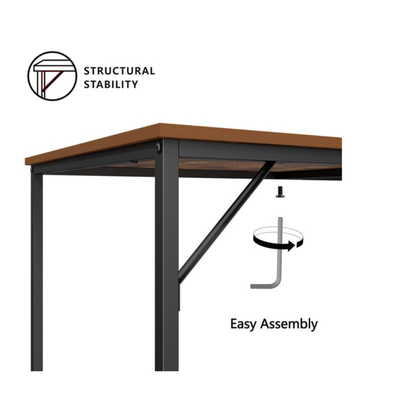 Ευρύχωρο Γραφείο Υπολογιστή με Υπερυψωμένο Ράφι Οθόνης και Μεταλλικά Πόδια 140x60x73cm