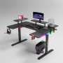 Γραφείο Gaming με φωτισμό RGB, υφή ανθρακονήματος και μεταλλικό σκελετό Μαύρο 160x(60-100)x74cm P203