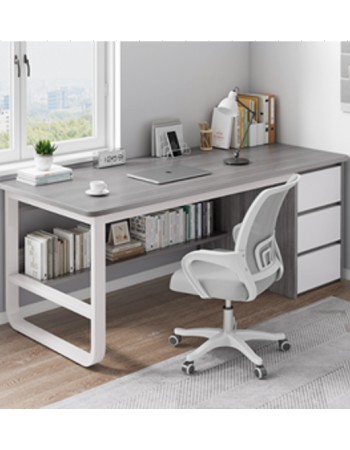 Μοντέρνο ξύλινο με μπεζ επιφάνεια τραπεζιού και συρτάρια Μπεζ-λευκό με Μεταλλικά Πόδια 120x50x74