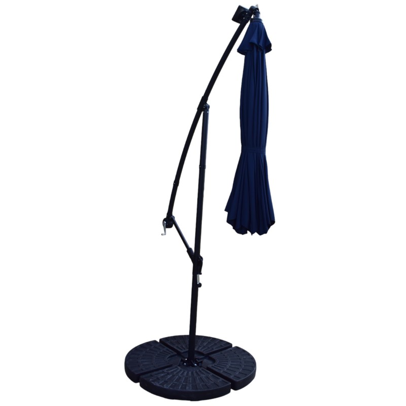 Επαγγελματική ομπρέλα αλουμινίου πλαϊνού ιστού με διάμετρο 300cm και led φωτισμό σε μπλε