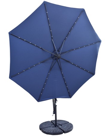 Επαγγελματική ομπρέλα αλουμινίου πλαϊνού ιστού με διάμετρο 300cm και led φωτισμό σε μπλε