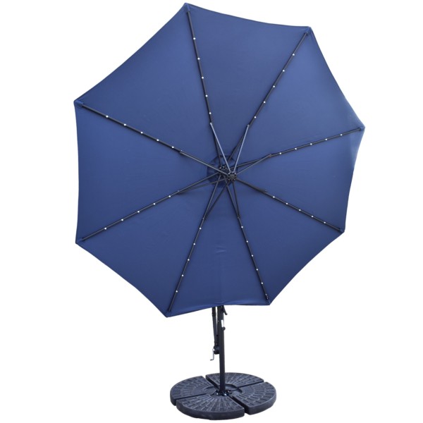 Επαγγελματική ομπρέλα αλουμινίου πλαϊνού ιστού με διάμετρο 300cm και led φωτισμό σε μπλε