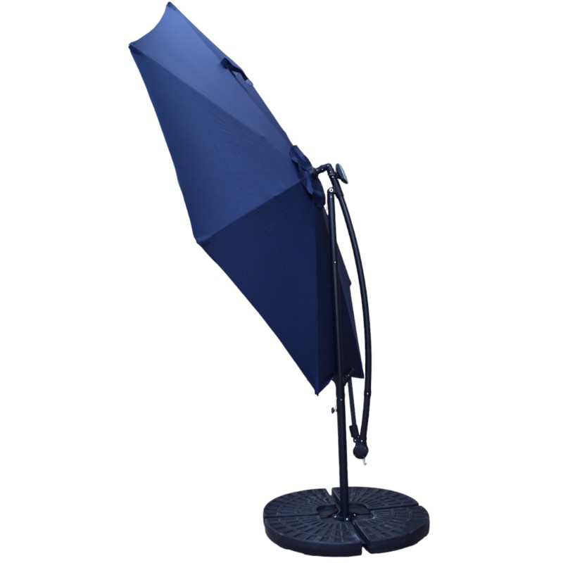 Επαγγελματική ομπρέλα αλουμινίου πλαϊνού ιστού με διάμετρο 300cm και led φωτισμό σε μπλε