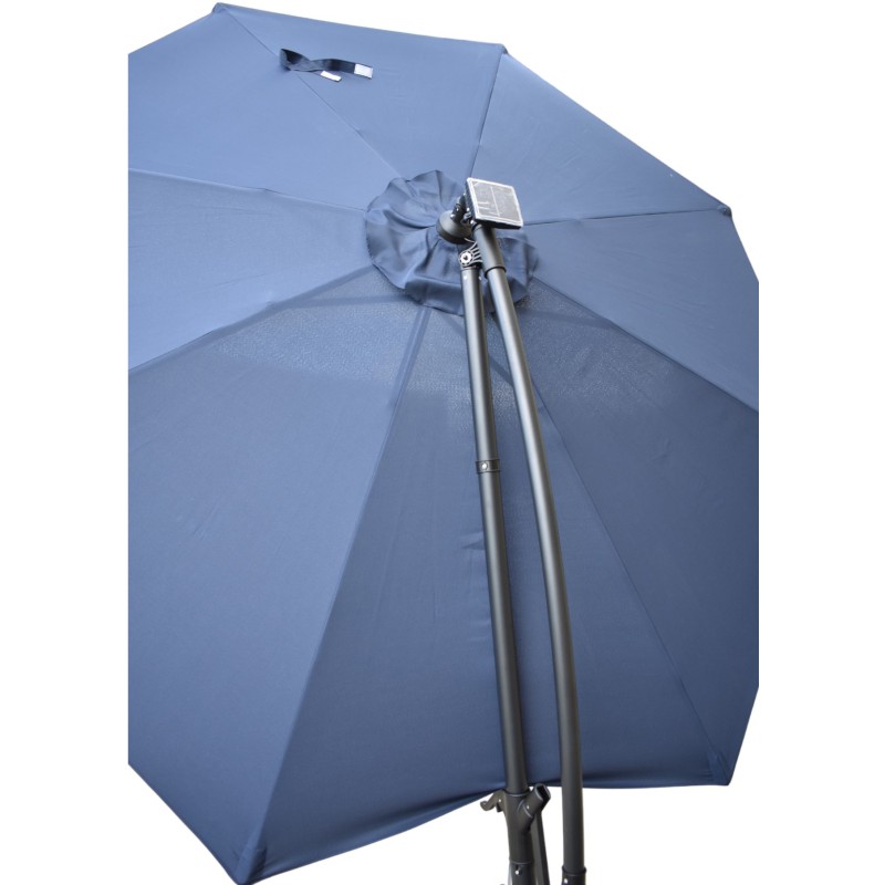 Επαγγελματική ομπρέλα αλουμινίου πλαϊνού ιστού με διάμετρο 300cm και led φωτισμό σε μπλε