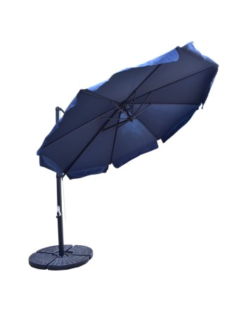 Επαγγελματική ομπρέλα αλουμινίου πλαϊνού ιστού με διάμετρο 300cm και βολάν σε μπλε
