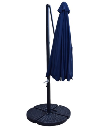 Επαγγελματική ομπρέλα αλουμινίου πλαϊνού ιστού με διάμετρο 300cm και βολάν σε μπλε