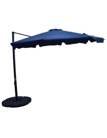 Επαγγελματική ομπρέλα αλουμινίου πλαϊνού ιστού με διάμετρο 300cm και βολάν σε μπλε