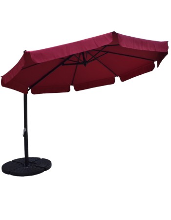 Επαγγελματική ομπρέλα αλουμινίου πλαϊνού ιστού με διάμετρο 300cm και βολάν σε κόκκινο