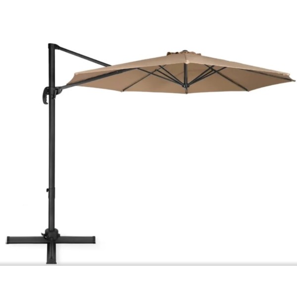 Επαγγελματική Ομπρέλα Κήπου βαρέος τύπου αλουμινίου με διάμετρο 300m και περιστρεφόμενη βάση σε μπεζ σκούρο