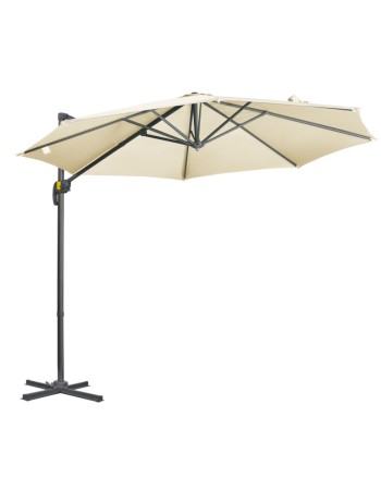 Επαγγελματική Ομπρέλα Κήπου βαρέος τύπου αλουμινίου με διάμετρο 300m και περιστρεφόμενη βάση σε εκρού