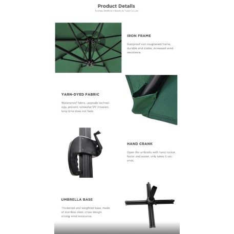 Επαγγελματική Ομπρέλα Κήπου βαρέος τύπου αλουμινίου με διάμετρο 300m και περιστρεφόμενη βάση σε μπεζ ανοιχτό