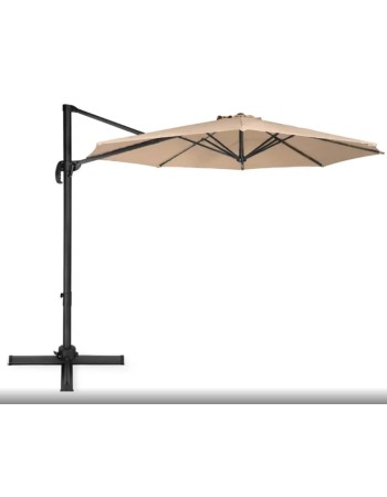 Επαγγελματική Ομπρέλα Κήπου βαρέος τύπου αλουμινίου με διάμετρο 300m και περιστρεφόμενη βάση σε μπεζ ανοιχτό