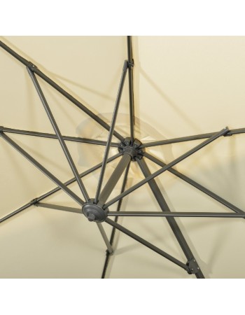Επαγγελματική Ομπρέλα Κήπου βαρέος τύπου αλουμινίου με διάμετρο 300m και περιστρεφόμενη βάση σε μπεζ ανοιχτό