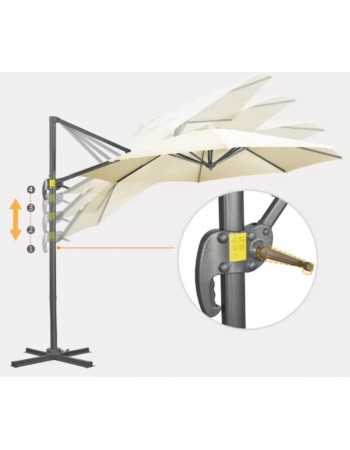 Επαγγελματική Ομπρέλα Κήπου βαρέος τύπου αλουμινίου με διάμετρο 300m και περιστρεφόμενη βάση σε εκρού